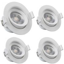 Conjunto 4 Spot Led Redondo Embutir 3W Branco Frio 6500k Bivolt - Luz Fria e Econômica com Alta Durabilidade