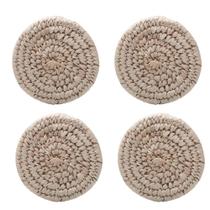 Conjunto 4 Suporte Porta Copos de Fibra Natural Braid Bolacha 10cm Lyor Conjunto 4 Suporte Porta Copos de Fibra Natural Braid Bolacha 10cm Lyor