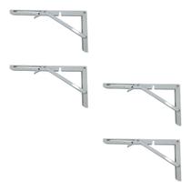 Conjunto 4 Suportes Mão Francesa Retrátil 35cm Aço Bancadas