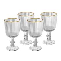 Conjunto 4 Taças de Vidro para Licor com Fio de Ouro Lines 75ml Mesa Posta Wolff