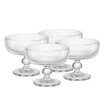 Conjunto 4 Taças Para Sobremesa Vidro Versalhes Friso 320ml - Lehaví