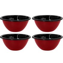 Conjunto 4 Tigelas Esmaltadas Ágata 500ml Bowls para Servir Esmaltados Silva Vermelho