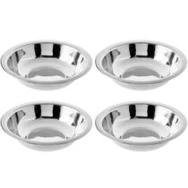 Conjunto 4 Tigelas Fundas Redondas 14cm Bowls em Aço Inox 225ml Hercules Prata