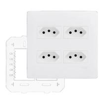 Conjunto 4 Tomada Simples 20 Amperes 4x4 Habitat Branco Fame