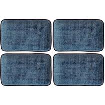 Conjunto 4 Travessas Cerâmica Porto Brasil 27x16cm Titanium Servir Sushi Sashimi