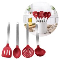 Conjunto 4 Utensílios de Cozinha Silicone Premium Bordô Cabo Inox Elite - Tuut Conjunto 4 Utensílios de Cozinha Silicone Premium Bordô Cabo Inox Elite - Tuut