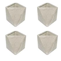 Conjunto 4 Vasos de concreto Artesanal Triangulos 10cm Cinza