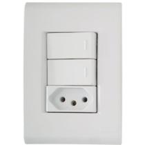 Conjunto 4" X 2" de 2 Interruptores Simples + 1 Tomada 2p+t 10a 250v - Tramontina Conjunto 4" X 2" de 2 Interruptores Simples + 1 Tomada 2p+t 10a 250v - Tramontina