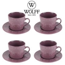 Conjunto 4 Xícaras 80 Ml Porcelana C/ Pires Café 17593 Wolff Conjunto 4 Xícaras 80 Ml Porcelana C/ Pires Café 17593 Wolff