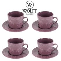 Conjunto 4 Xícaras 80 Ml Porcelana Com Pires Café 17593 Wolff