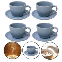 Conjunto 4 Xícaras Café/Chá com Pires Cerâmica 210ml Premium