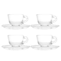 Conjunto 4 Xícaras Café com Pires Cristal Pearl 80ml - Wolff Conjunto 4 Xícaras Café com Pires Cristal Pearl 80ml - Wolff