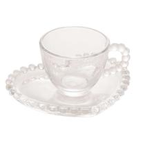 Conjunto 4 Xícaras Café Cristal C/Píres Coração Pearl 85ml Rojemac