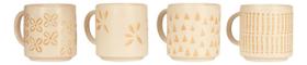 Conjunto 4 Xícaras Cerâmica Capri Decoradas Café 130ml Kit Conjunto 4 Xícaras Cerâmica Capri Decoradas Café 130ml Kit