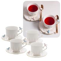Conjunto 4 Xícaras Chá 200ml E Pires Wolff Birds Passarinho Luxo