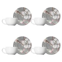 Conjunto 4 Xicaras Chá C/pires Sakura Alleanza 200 ML Conjunto 4 Xicaras Chá C/pires Sakura Alleanza 200 ML