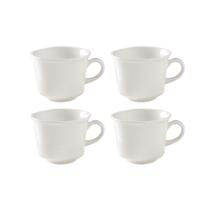 Conjunto 4 Xícaras Chá Cerâmica 240ml Perla Branco - Corona