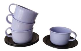 Conjunto 4 Xícaras Com Pires 150 ML Lilás Conjunto 4 Xícaras Com Pires 150 ML Lilás