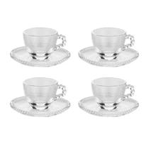 Conjunto 4 Xícaras com Pires Cristal Café 80ml Pearl Wolff