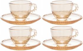 Conjunto 4 Xícaras com Pires para Café Pearl Âmbar 80ml