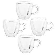 Conjunto 4 Xicaras Coração Parede Dupla Coffe Time Em Vidro Borossilicato 80Ml - Dynasty Houseware