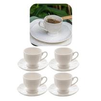 Conjunto 4 Xícaras De Café Com Pires Em Porcelana 100ml New Bone Butterfly - Lyor