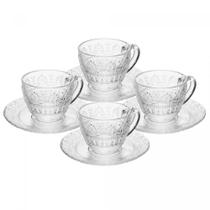 Conjunto 4 Xícaras de Café com Pires Mauve 90ml Cristal - Wolff