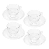 Conjunto 4 Xícaras de Café Cristal de Chumbo com Pires Pearl 80ml Wolff