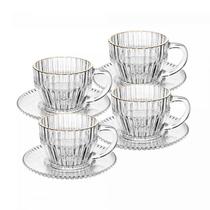 Conjunto 4 Xícaras de Café de Cristal com Fio de Ouro Imperatriz 110ml 20846 - Wolff
