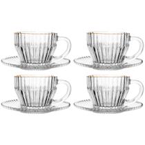 Conjunto 4 Xícaras de Café de Cristal com Fio de Ouro Império 110ml - Wolff Conjunto 4 Xícaras de Café de Cristal com Fio de Ouro Império 110ml - Wolff