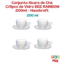 Conjunto 4 Xícaras de Chá com Pires Bee Rainbow 200ml Furta Cor