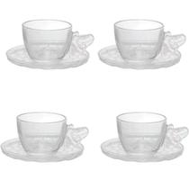 Conjunto 4 Xícaras de Chá com Pires Bee Rainbow 200ml JGCH077 - Hauskraft