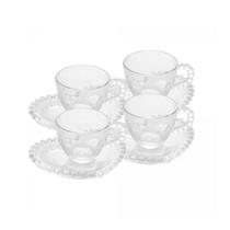 Conjunto 4 Xícaras de Chá Com Pires Coração Pearl 180ml
