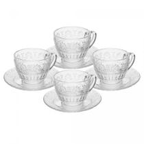 Conjunto 4 Xícaras de Chá com Pires Mauve 220ml Cristal - Wolff