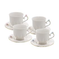 Conjunto 4 Xícaras de Chá de Porcelana Flower Branco 200ml