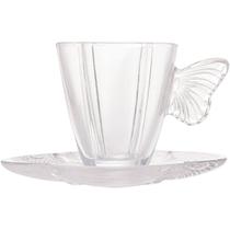 Conjunto 4 Xícaras de Chá de Vidro com Pires Butterfly 180ml 29272 - Wolff