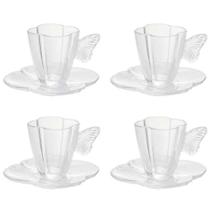 Conjunto 4 Xícaras de Chá de Vidro com Pires Butterfly 180ml - Wolff