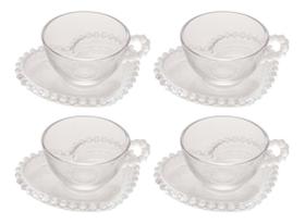 Conjunto 4 Xicaras De Cha Wolff Pearl C Pires Coração 180ml