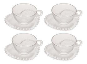 Conjunto 4 Xicaras De Cha Wolff Pearl C Pires Coração 180ml