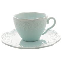 Conjunto 4 xícaras de porcelana para café Butterfly azul Bon Gourmet 120 ml