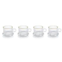 Conjunto 4 Xícaras de Vidro 200ml Caneladas com Acabamento Dourado Conjunto 4 Xícaras de Vidro 200ml Caneladas com Acabamento Dourado