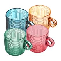 Conjunto 4 Xícaras de Vidro Canecas De Vidro Colorido Frankfurt 220ml - Wolff Conjunto 4 Xícaras de Vidro Canecas De Vidro Colorido Frankfurt 220ml - Wolff