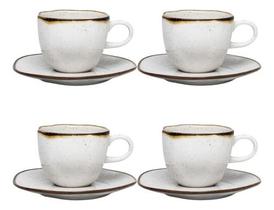 Conjunto 4 Xicaras E Pires Ryo Maresia Porcelana Oxford