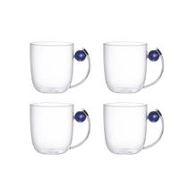 Conjunto 4 Xícaras em Vidro Borossilicato com Alça Esfera Azul 460ml UB2008 BTC Conjunto 4 Xícaras em Vidro Borossilicato com Alça Esfera Azul 460ml UB2008 BTC