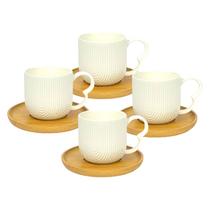 Conjunto 4 Xícaras Oásis De Cerâmica C/Pires Café Chá 90ml