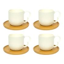 Conjunto 4 Xícaras Oásis De Cerâmica Com Pires Café Chá 90ml Conjunto 4 Xícaras Oásis De Cerâmica Com Pires Café Chá 90ml