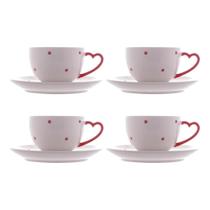 Conjunto 4 Xícaras Para Chá Wolff Petit Pois De Porcelana Pires 200ml Conjunto 4 Xícaras Para Chá Wolff Petit Pois De Porcelana Pires 200ml