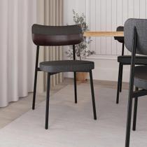 Conjunto 40 Cadeiras de Jantar Alloa Tecido Mesclado Est.Preta - CX/4UN