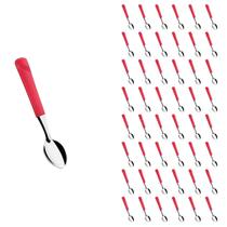 Conjunto 48 Colher de Chá Linha Luna Vermelho Aço Inox