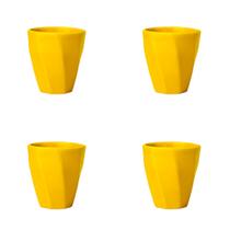 Conjunto 4un. Copo Cerâmica Louça 260ml Café Leite Chá Água Porta Objetos Escovas Kit Cores Variadas